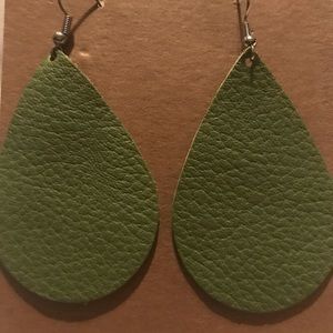 Leather Tear Drop Earrings